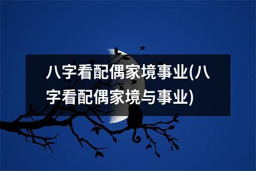 八字看配偶家境事业(八字看配偶家境与事业)