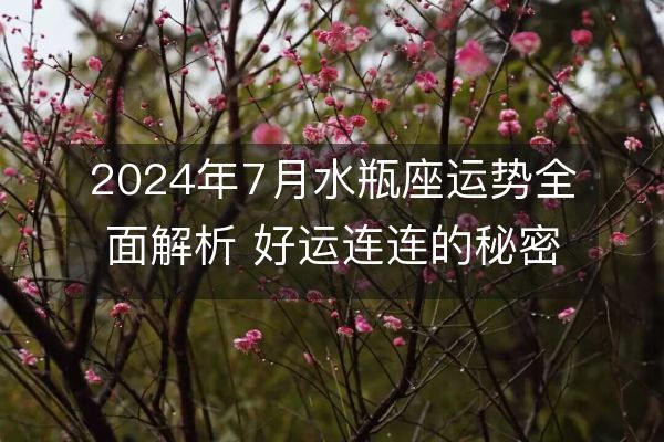 人生至理
:2024年7月水瓶座运势全面解析 好运连连的秘密解析